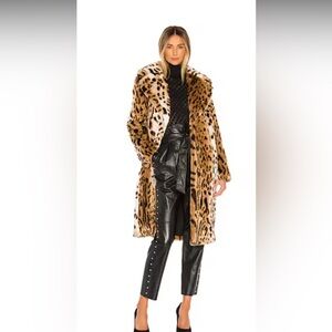 NWT- Kendall & Kylie Faux Fur Long Leopard Coat- L